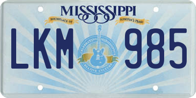 MS license plate LKM985