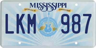 MS license plate LKM987