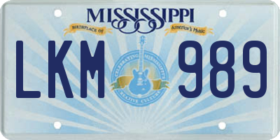 MS license plate LKM989