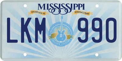MS license plate LKM990