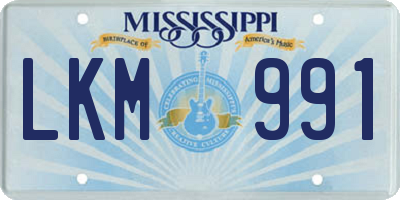 MS license plate LKM991