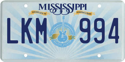 MS license plate LKM994
