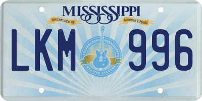 MS license plate LKM996