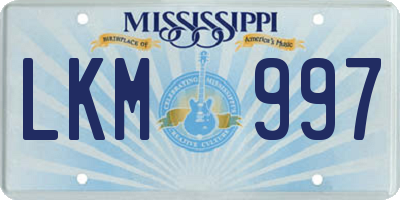 MS license plate LKM997