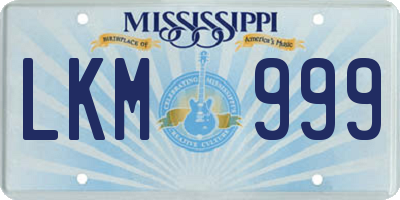 MS license plate LKM999