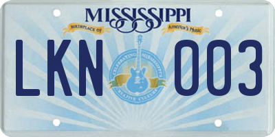 MS license plate LKN003