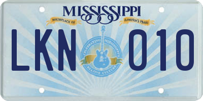 MS license plate LKN010