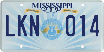 MS license plate LKN014