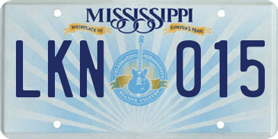 MS license plate LKN015
