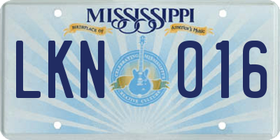 MS license plate LKN016