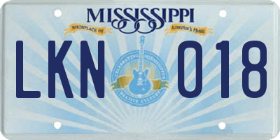 MS license plate LKN018