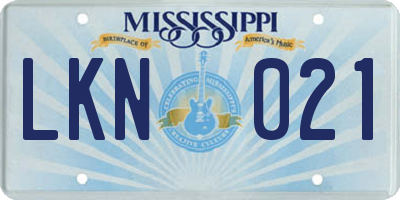 MS license plate LKN021