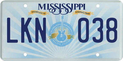 MS license plate LKN038