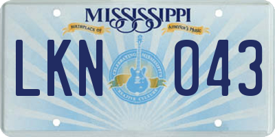 MS license plate LKN043