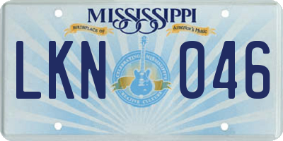 MS license plate LKN046