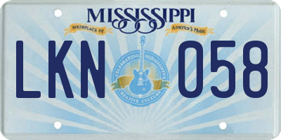 MS license plate LKN058