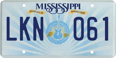 MS license plate LKN061