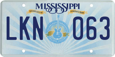MS license plate LKN063
