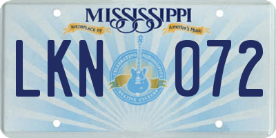 MS license plate LKN072