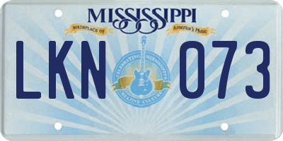 MS license plate LKN073