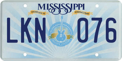 MS license plate LKN076
