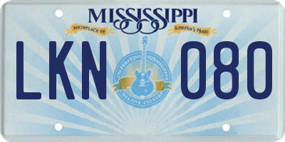 MS license plate LKN080