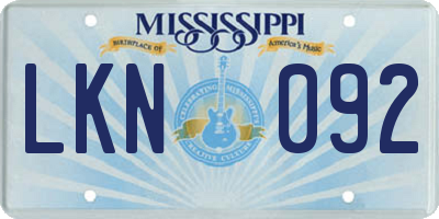MS license plate LKN092