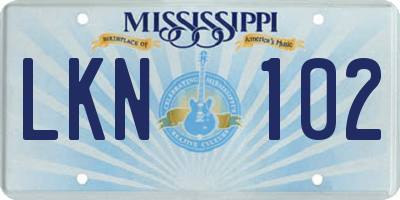 MS license plate LKN102