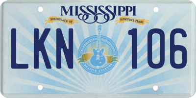 MS license plate LKN106
