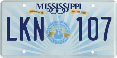 MS license plate LKN107