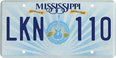 MS license plate LKN110