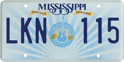 MS license plate LKN115