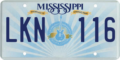 MS license plate LKN116
