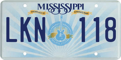 MS license plate LKN118