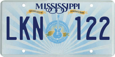 MS license plate LKN122