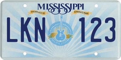 MS license plate LKN123