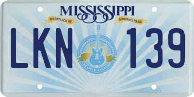 MS license plate LKN139