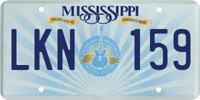 MS license plate LKN159