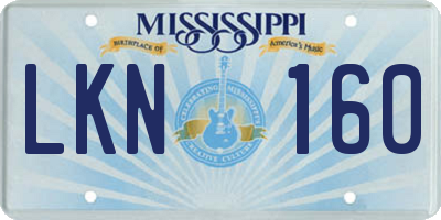 MS license plate LKN160