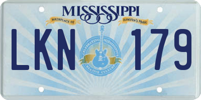 MS license plate LKN179
