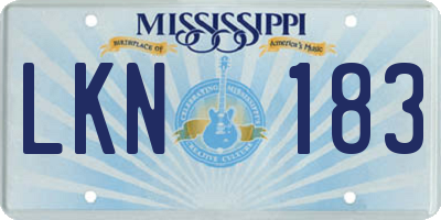 MS license plate LKN183