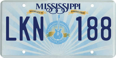 MS license plate LKN188