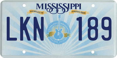 MS license plate LKN189