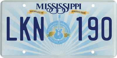 MS license plate LKN190
