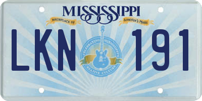 MS license plate LKN191