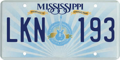 MS license plate LKN193