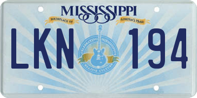 MS license plate LKN194