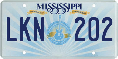 MS license plate LKN202