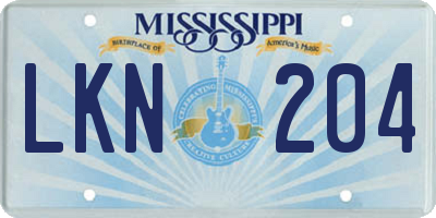 MS license plate LKN204