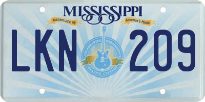 MS license plate LKN209